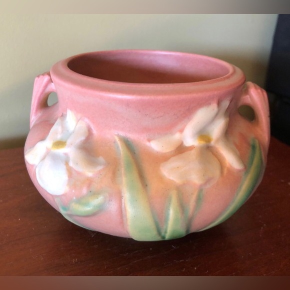 Roseville Iris Blue 1939 Vintage Art Deco Pottery Ceramic  Roseville Pottery Iris Bowl 1938